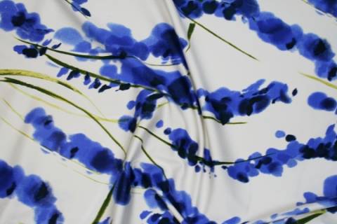 Хлопок синие цветы, в технике китайской живописи