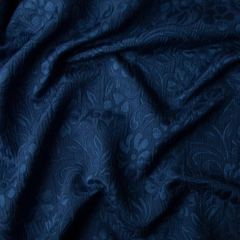 Костюмная ткань мателасе"Ромашки" (синий)