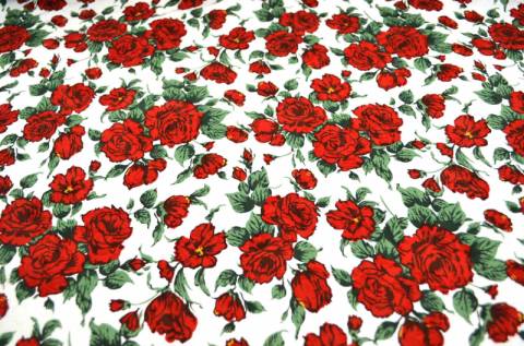 Рельефный плотный коттон Moreno с красными розами