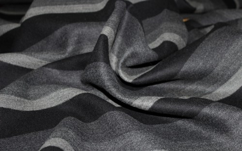 Ткань пальтовая, черно-серая полоска
