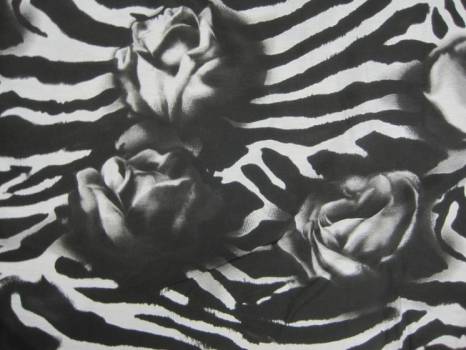 Хлопок с рисунком зебра-роза