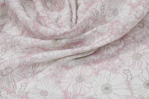 Бело-розовый лен с цветами линии Massimo Rebecchi