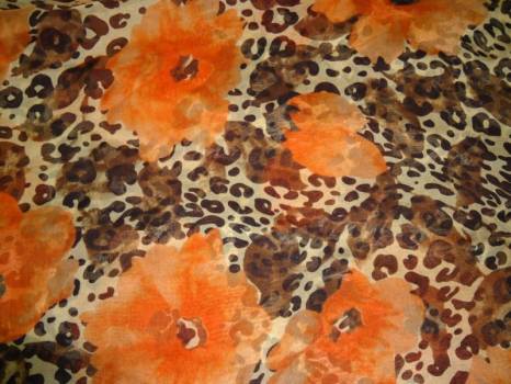 Шифон набивной леопардовый с цветами